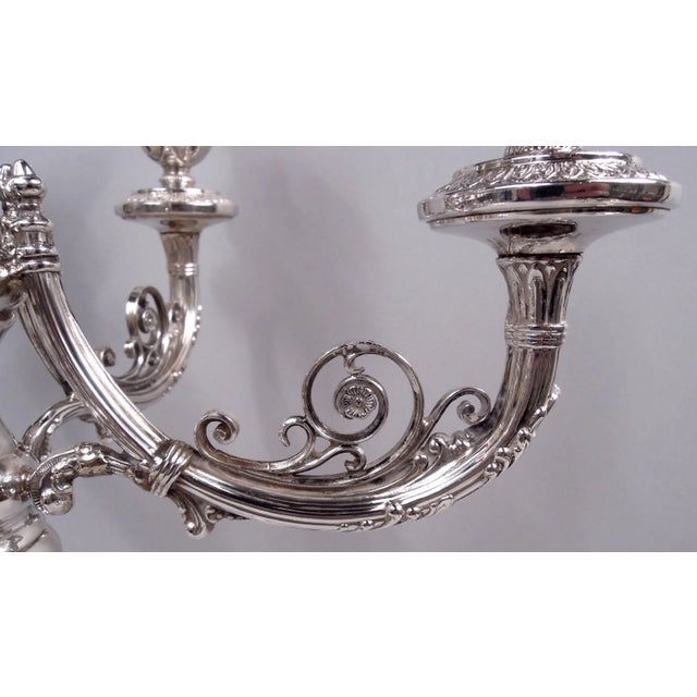 Mid 20th Century Hazorfim Candelabrum Traditional Neoclassical 6-Light Israeli Sterling Silver For Sale - Image 4 of 9