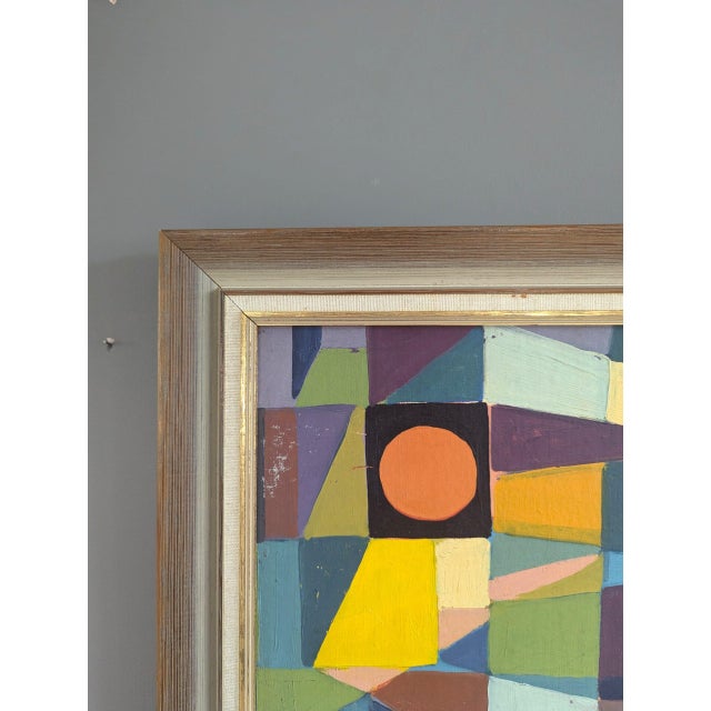 Mid-Century Modern 'Modernist Mosaic' Vintage Original Swedish Geometric Abstract Oil Painting, Framed For Sale - Image 6 of 9