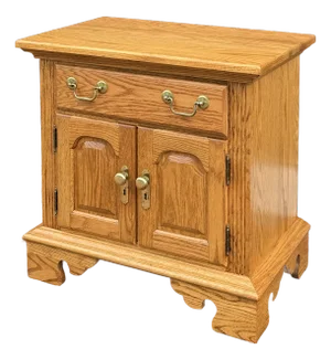 1990s Jamestown Sterling Traditional Chippendale Solid Oak 1 Drawer Nightstand With Hidden Jewelry Box