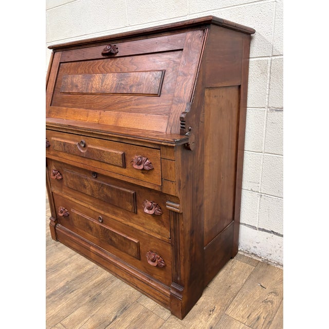 Early 20th Century Antique Victorian Eastlake Secretary Desk Chest of Drawers For Sale - Image 5 of 17
