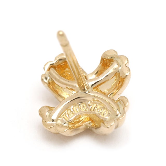 Modern Tiffany & Co Signature X Stud Earrings, 18k Yellow Gold, Length 8.4 Mm For Sale - Image 3 of 5