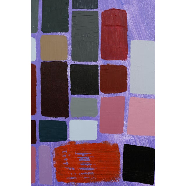 "Squares / Turquoise Purple Orange" Large Abstract Oil Painting by Simon Findlay For Sale - Image 15 of 17
