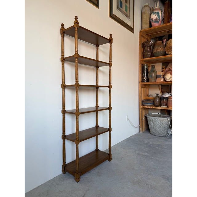 Vintage Heritage Hollywood Regency Solid Walnut Six-Tier Etagere For Sale - Image 4 of 12