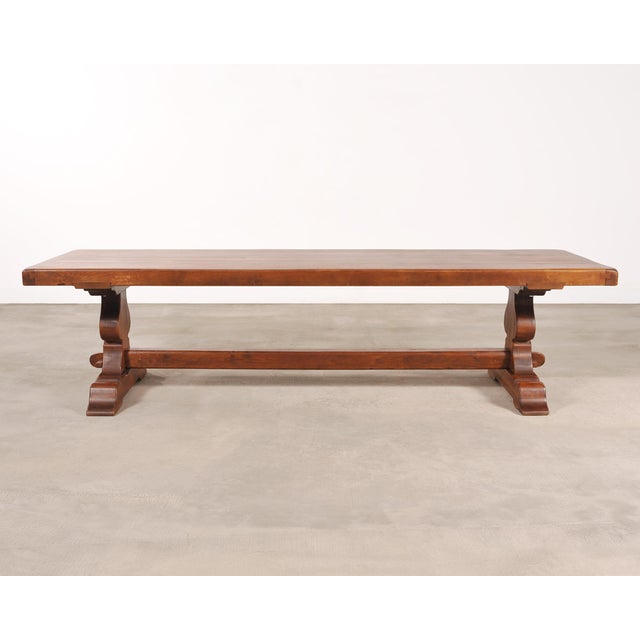 Country French Provincial Oak Farmhouse Trestle Dining Table 10 Ft For Sale - Image 18 of 18
