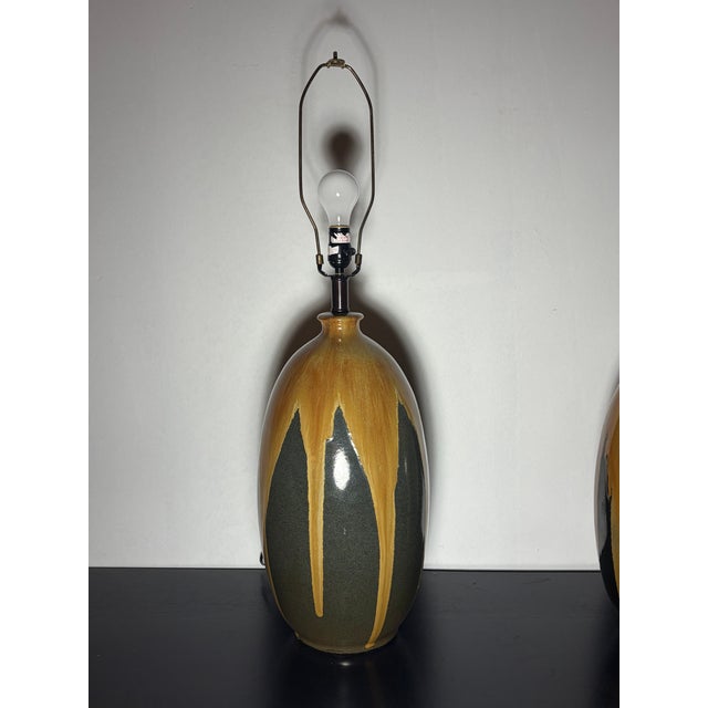 Gold Modern Ceramic Table Lamps - a Pair For Sale - Image 8 of 9