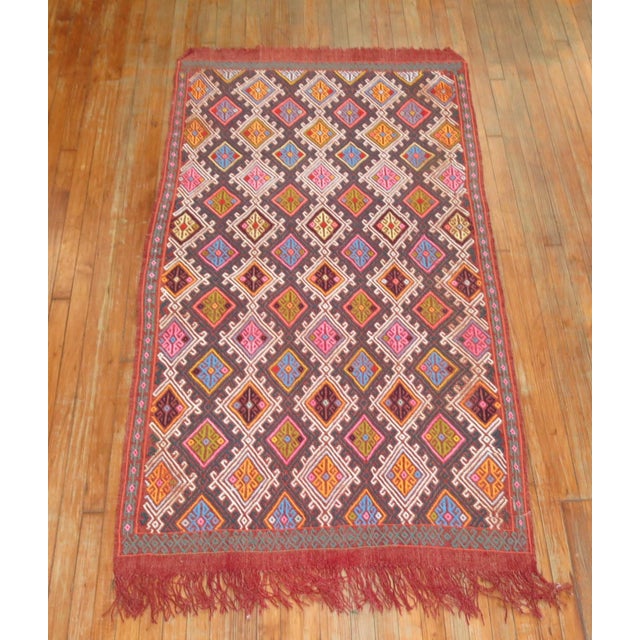 Vintage Zabihi Collection Jajim Turkish Flatweave - 3'8" x 6'9" For Sale In New York - Image 6 of 7