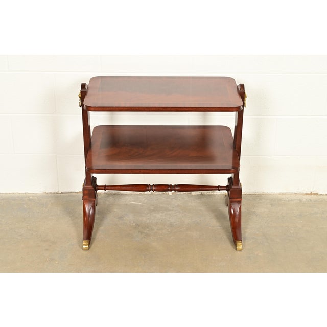 A gorgeous English Regency or Georgian style two-tier occasional side table or tea table By Baker Furniture USA, Circa...