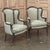 French Pair Antique Louis XVI Style French Bergères ~ Armchairs in Walnut For Sale - Image 3 of 18