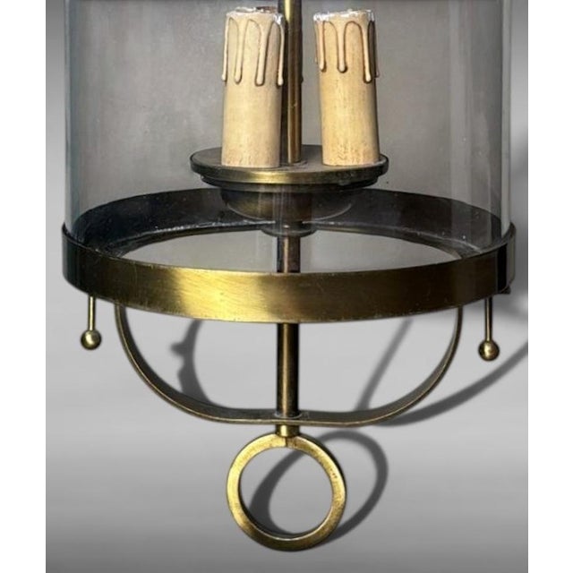 Mid 20th Century Neoclassical French Brass and Blown Glass Lantern For Sale - Image 12 of 18