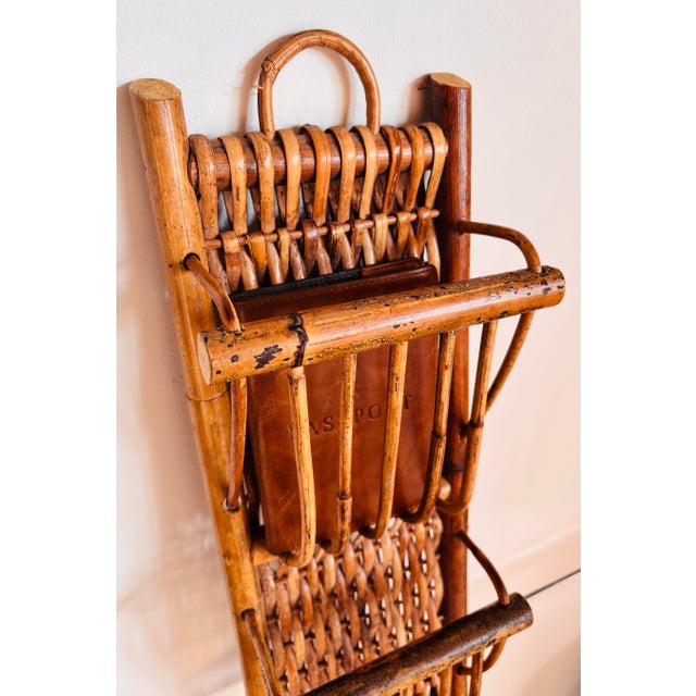 Cabin Bamboo/Rattan Wall Mail/Document Holder For Sale - Image 3 of 7