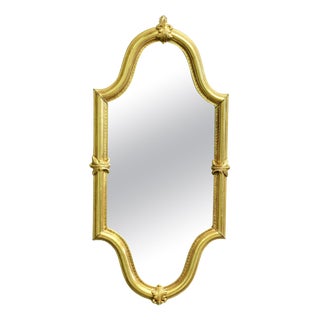 Long Shaped Oval Brass Wall Mirror with Acanthus Leaves, 1960 For Sale