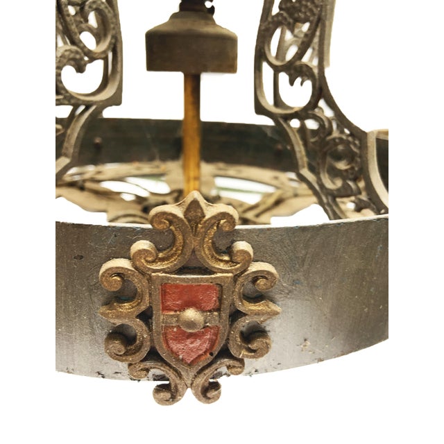 1920s-30s Architectural Salvage Art Deco Gothic Steampunk 5 Light Chandelier For Sale - Image 6 of 11