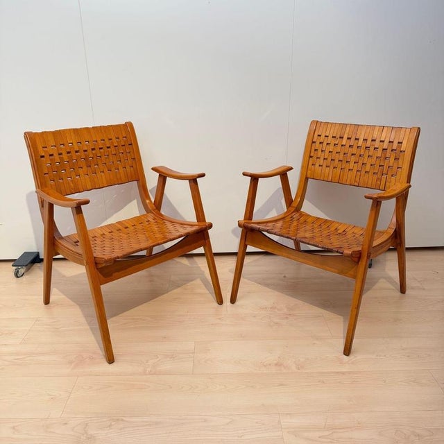 1950s Gelenka Armchairs in Solid Beech Wood, Germany, 1950, Set of 2 For Sale - Image 5 of 18