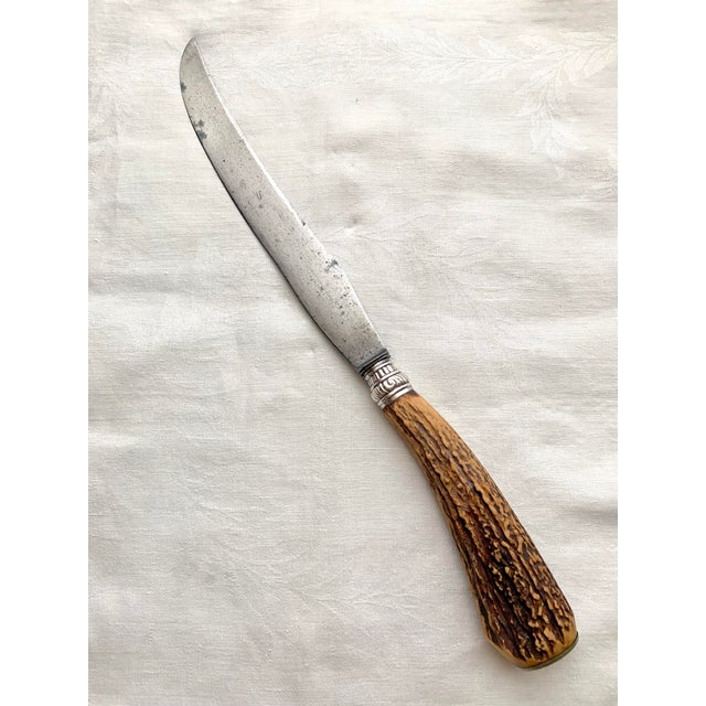 Metal Antique Carving Set With Stag Antler Handles - 3 pcs For Sale - Image 7 of 14