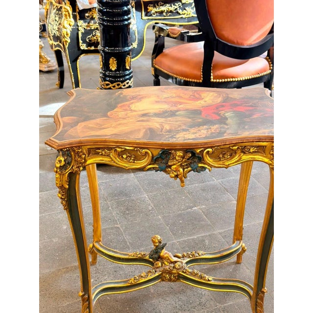 Vintage Romeo & Juliet Painted Cherub Table Green For Sale - Image 9 of 10