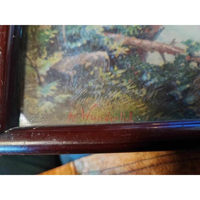 Pre-war painting, watercolor by Moritz Wunderlich, mill, Alps, dimensions: height 48.5 cm, width 28 cm, depth 1.5 cm,...