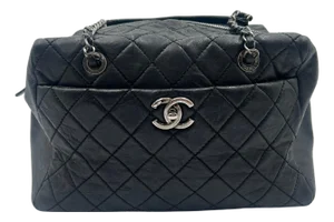 Chanel Black Quilted Leather Silver Hardware Bag 2016