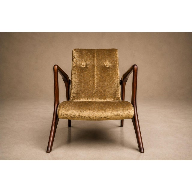 Vladimir Kagan Lounge Chair in Brazilian Rosewood & Velvet, Brazil, 1958 For Sale - Image 12 of 18
