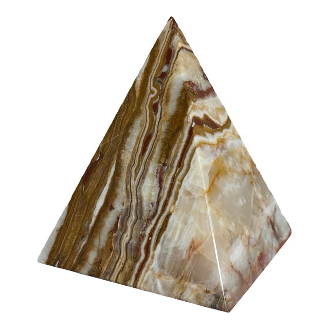 Large 7” Banded Calcite Stone Pyramid Display Object Feng Shui For Sale