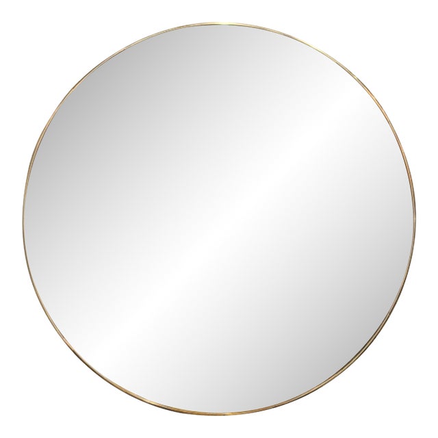 Italian Round Brass Mirror For Sale