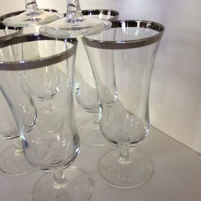 Vintage French Crystal Platinum Rim Cocktail Glasses - Set of 7 For Sale - Image 11 of 13