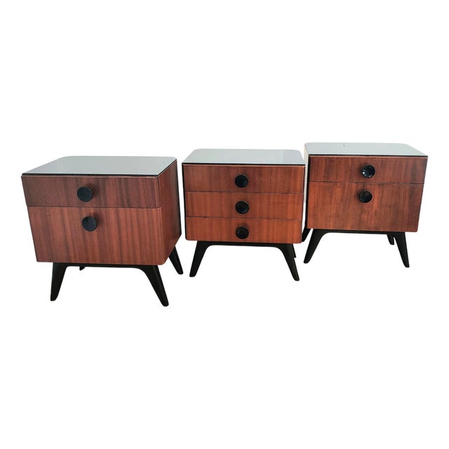 Czechoslovakian Nightstands by J. Halabala for UP Závody, 1950s, Set of 3 For Sale