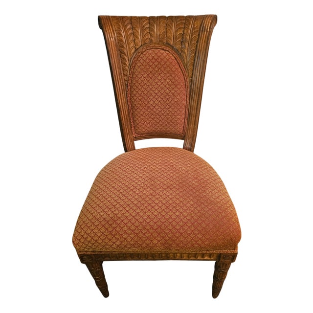 Late 19th Century Neoclassical Style Upholstered Accent Chair With Carved Wood Frame For Sale