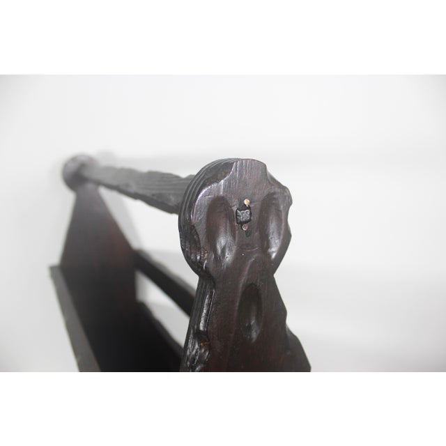 1960s Solid Wood Spanish Brutalist Magazine Rack Holder Revival For Sale - Image 15 of 18