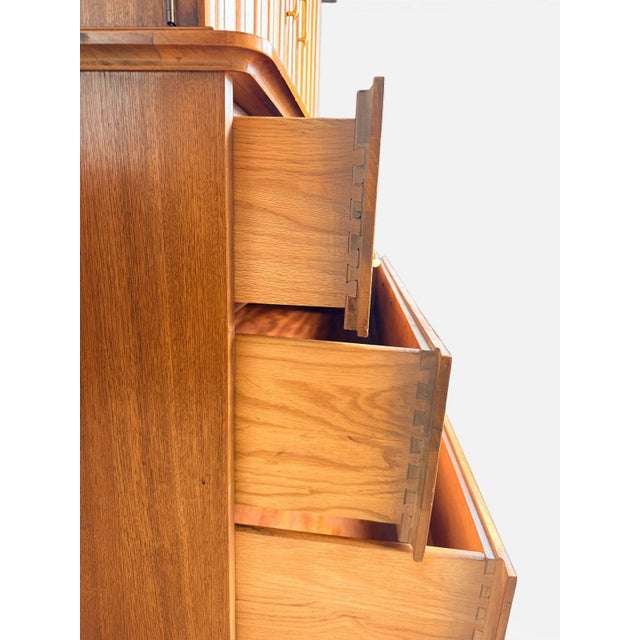 Young Manufacturing Mid Century Walnut Highboy Dresser, Attributed For Sale - Image 6 of 13