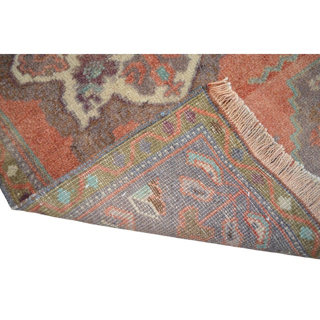 Burnt Orange Hand Knotted Small Turkish Yastik Rug Mat - 1'9" X 2'11" For Sale - Image 8 of 8