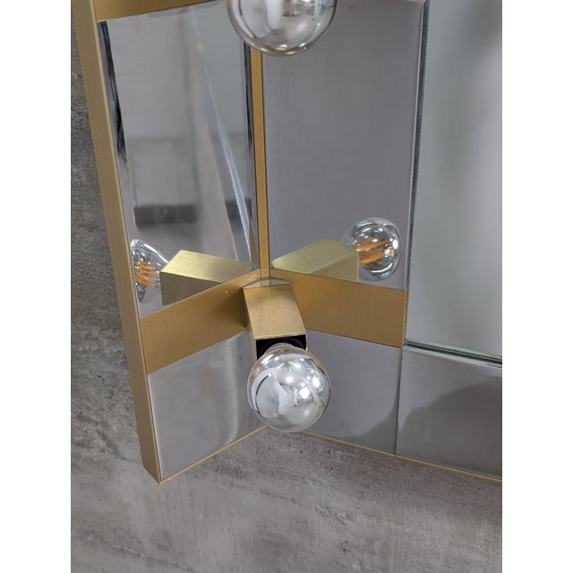 Illuminated Dressing Room Mirror in Chrome and Brass by Gaetano Sciolari, Italy, 1970s For Sale - Image 9 of 18