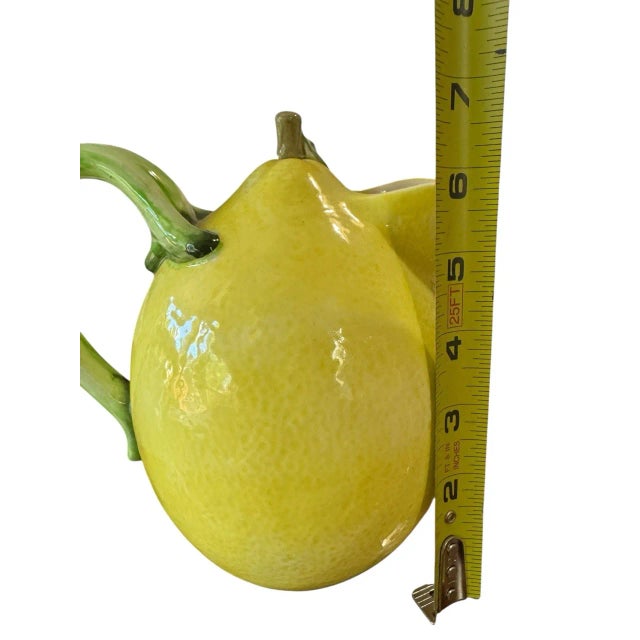 Vintage Lemon Shaped Yellow Green Leaves Made in Japan Pitcher For Sale In Dallas - Image 6 of 6