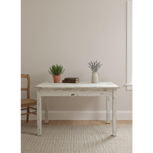 Vintage Distressed Desk in White, 1950s For Sale - Image 11 of 12