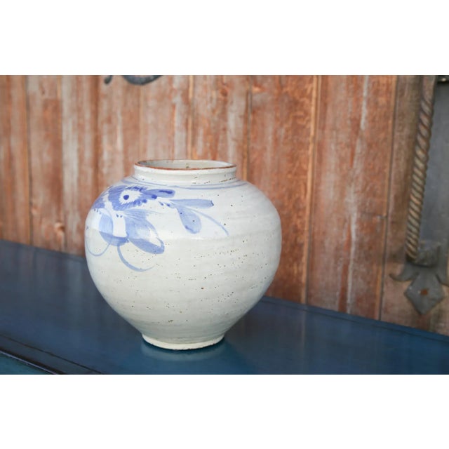 1930s Blue and White Asian Glazed Pot For Sale In Los Angeles - Image 6 of 8