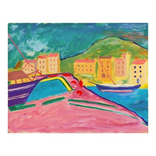 'Port-Vendres' by Anthony McNaught, 2022, Côte Vermeille, France, California, Post-Impressionist Oil For Sale
