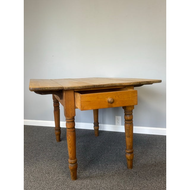 19th Century English Pine Drop Leaf Table For Sale - Image 10 of 12