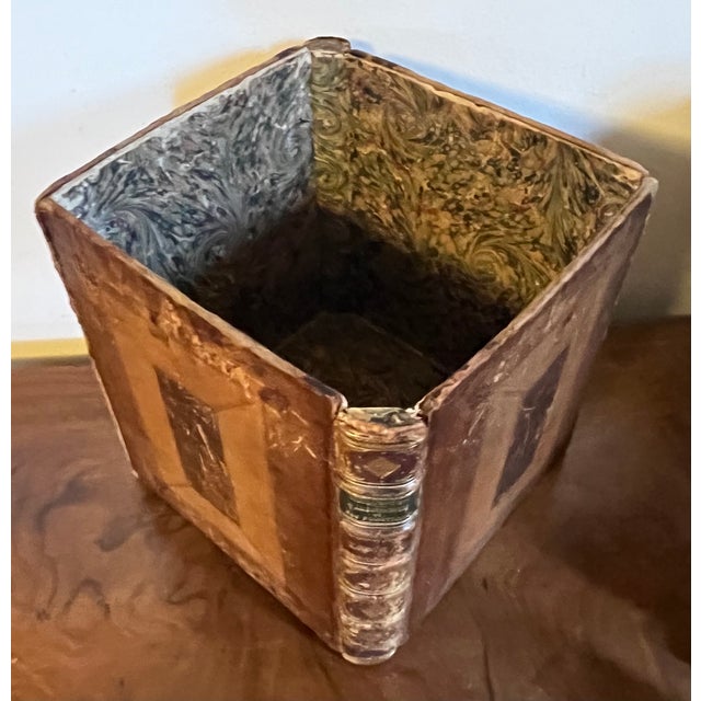 Antique 19th Century French Leather Bound Book Form Library Waste Paper Basket or Box for the Desk For Sale In New York - Image 6 of 16