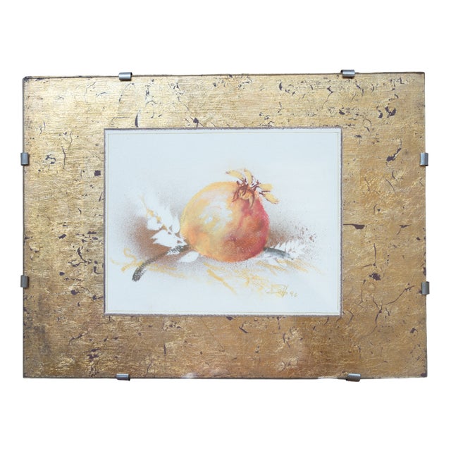 Still Lifes, 1970-1980, Watercolor and Gold Leaf, Set of 2 For Sale