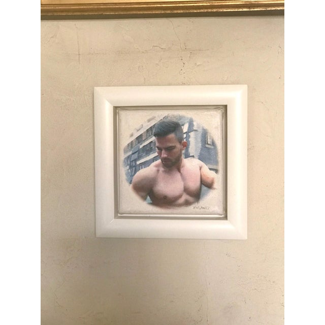 Contemporary The City Is No Place to Hide In by John Hyland | Oil and Pencil on Canvas Portrait of a Man For Sale - Image 3 of 5