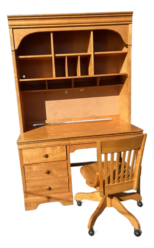 Stanley 1990 Computer Desk, Hutch and Chair - Set of 3