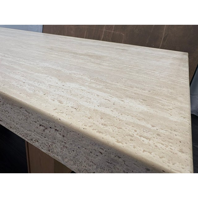 2020s Rh Lumi Rectangular Dining Table 72" | Light Oak | Turkish Travertine For Sale - Image 5 of 18