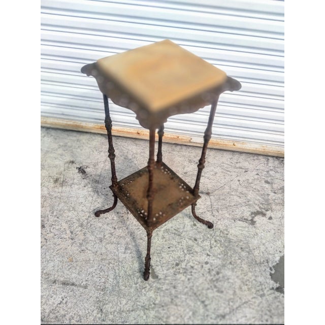French Late 19th Century French Wrought Iron Marble Top Pedestal Stand For Sale - Image 3 of 8