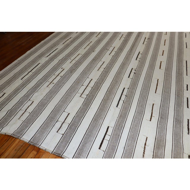 Textile Vintage Zabihi Collection Oversize White Gray Turkish Kilim For Sale - Image 7 of 12