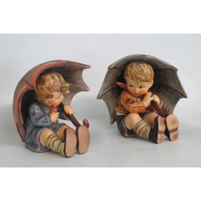 Goebel W Germany Hummel Large Figurines Pair of 2 Umbrella Girl and Boy 5207b For Sale - Image 9 of 16