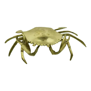 Mid 20th Century Solid Brass Crab Figurine Ashtray
