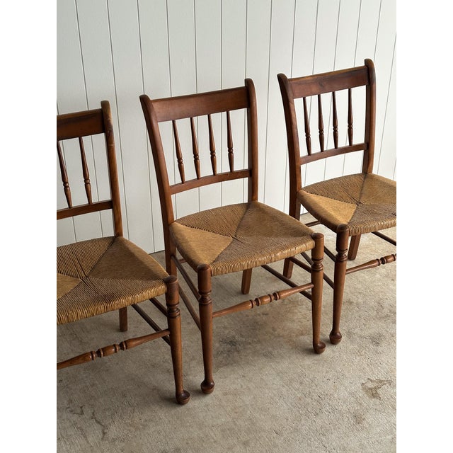 Vintage Maple Dining Chairs With Hand-Woven Rush Seats, Set of Six For Sale - Image 4 of 18