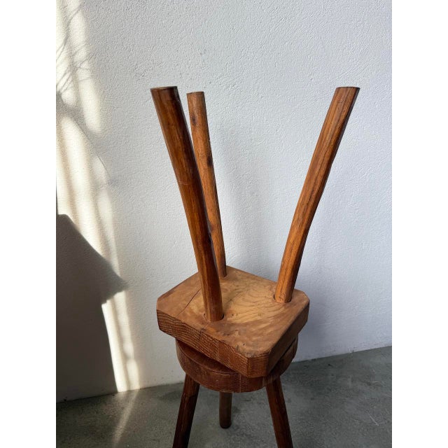 Free-Form Tripod Oak Stools, 1950s, Set of 3 For Sale - Image 16 of 18