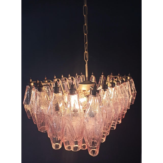 Murano Poliedri Chandelier with Pink Glasses from Carlo Scarpa, 1990s For Sale - Image 16 of 18
