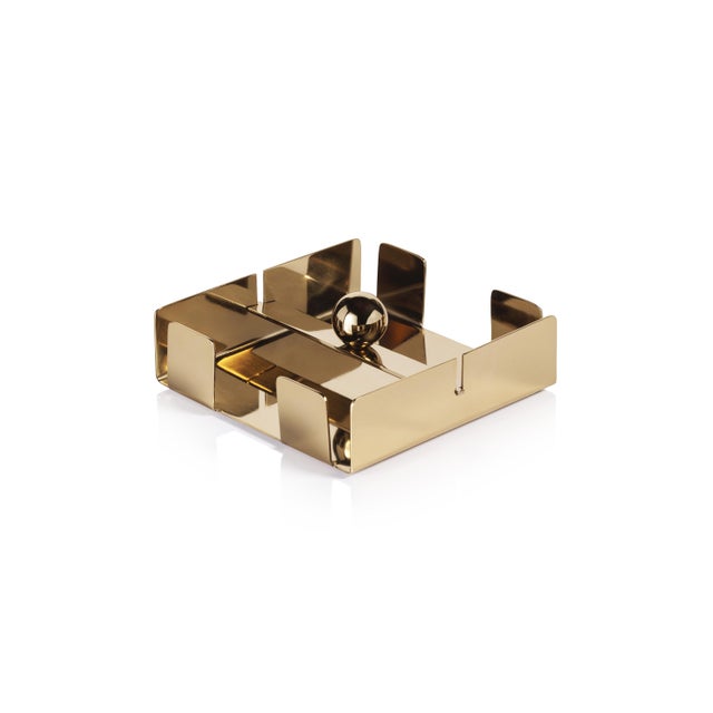 Basso Cocktail Napkin Holder, Gold For Sale In Los Angeles - Image 6 of 6