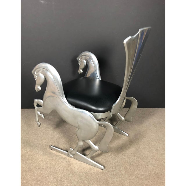 Whimsical Aluminum Chair With Full Bodied Horses For Sale In New York - Image 6 of 11
